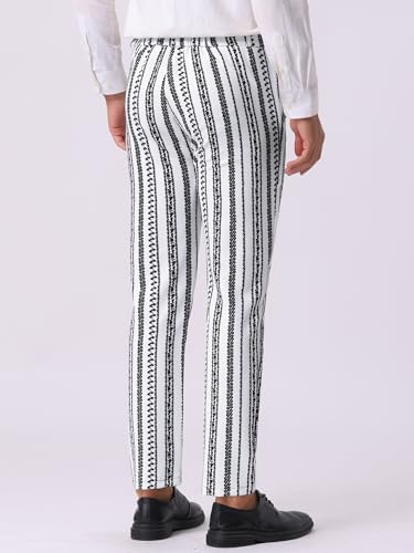 Lars Amadeus Bohemian Pants for Men's Flat Front Color Block Retro Pattern Stripe Pants3