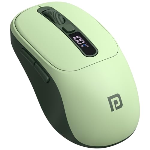 Image of Portronics Toad 9 Wireless Bluetooth Mouse with Dual Wireless (BT + 2.4 GHz), Smart LED Display, Rechargeable Battery, Forward & Back Button, Multi-Device Pair, Upto 4800 Dpi Sensitivity(Green)