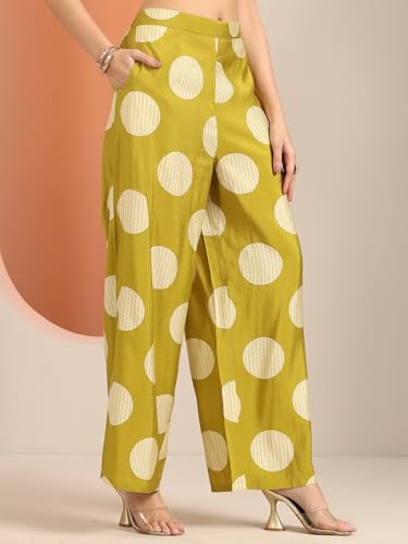 Image of Libas Gerua Printed Silk Blend Straight Kurta With Palazzos