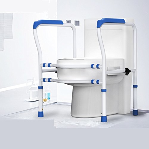 Stand Alone Toilet Safety Rails with Adjustable Height Width for Toilet with Easy Installation Bathroom Safety Frame Toilet Assist and Grab Bar (Blue)