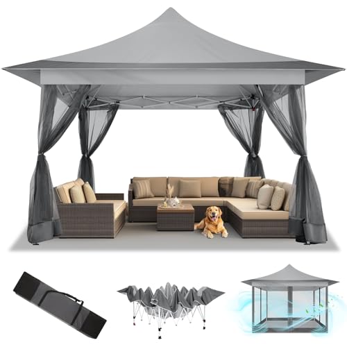 COBIZI 12x12 Pop Up Gazebo On Clearance Canopy Tent Easy Up Outdoor Gazebo Waterproof Upgrade with Mosquito Nettings and Carry Bag for Patio Garden Lawn