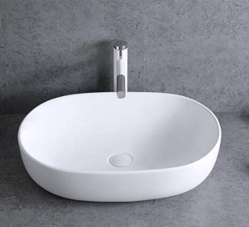 1 x Lavabo de cerámica ovalado pequeño lavabo de cerámica lavabo de baño 49 x 35 cm