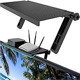 Retoo 33cm x 16cm Einstellbares Bildschirm Oberes Regal mit 360 Zoll drehbar, TV-Regal Oben verstellbar, Top Shelf Bildschirmregal für Handy Ständer, Spielekonsole, Media-Boxen, Router, Schwarz