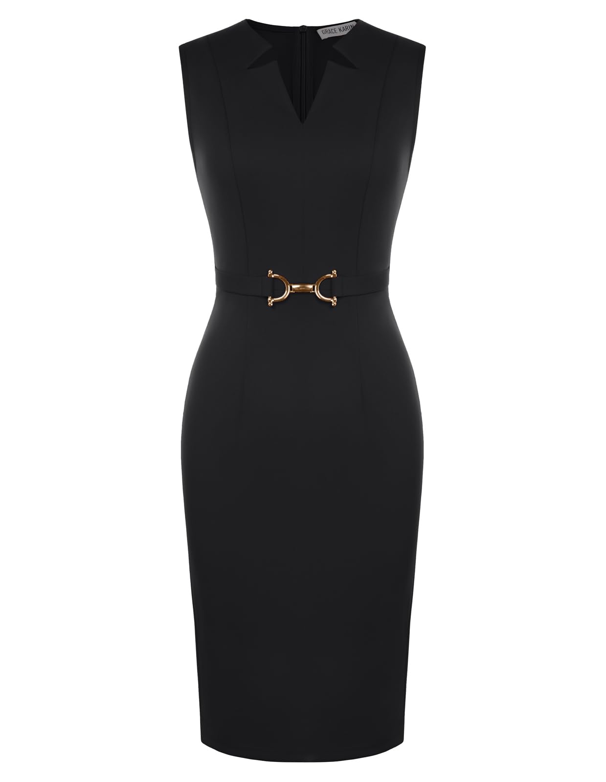 GRACE KARIN Work Dresses for Women 2026 V Neck Business Office Bodyon Dress Sleeveless Pencil Semi Formal Midi