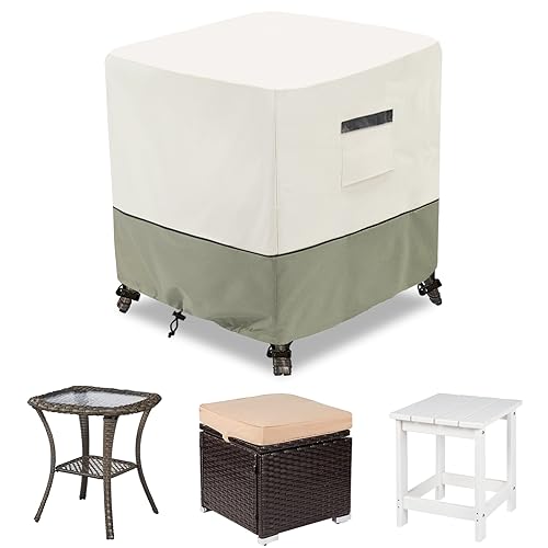 LSongSKY Patio Wicker Side Table Cover,Waterproof Square Patio Small Side Table Cover,Suitable for 3-Piece Outdoor Wicker Patio Bistro Set Side Table,22W x 22D x 18H inch. by LSongSKY - Used condition - US$22.43