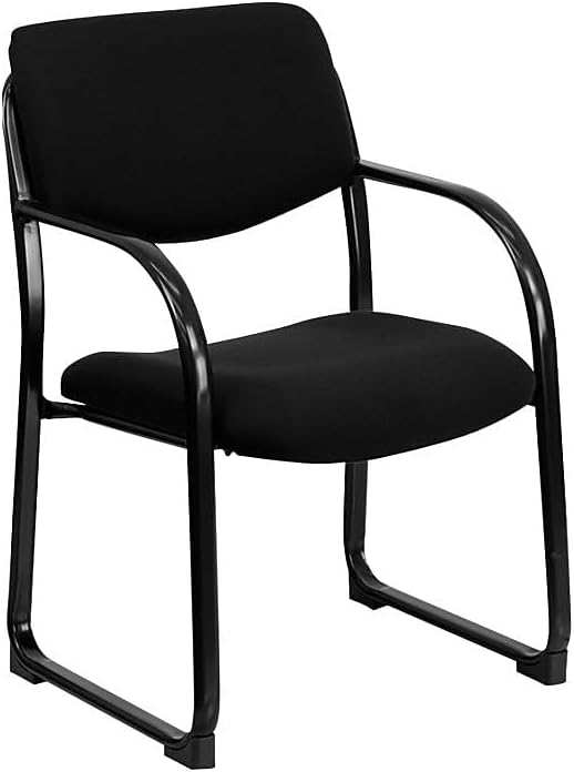 Flash Furniture Richie Black Fabric Executive Side Reception Chair with Sled Base