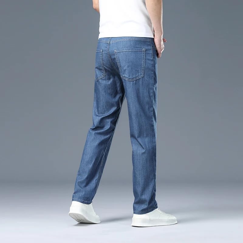 Summer Thin Men's Straight Jeans Casual Straight Business Trousers Male Denim Pants4