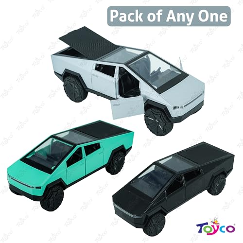 Image of toyco Cybertruck Die-Cast Mini Toy Car for Kids - 1:36 Scale Metal Model with Pull-Back Action, Lights & Sound, Openable Doors - Premium Unbreakable Small Toy Cars for Boys & Girls- Grey | Age 2+