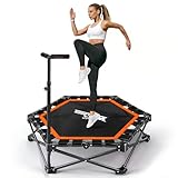 Worldgeil Trampolin Indoor Klappbar   Mini Trampolin mit Höhenverstellbarer Handgriff   Tragkraft 150 kg   Ø 86.5 cm   Jumping Trampolin Fitness für Erwachsene & Kinder   Sport Geräte für Zuhause