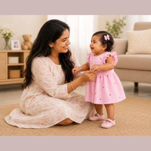 Image of Lilimi Toddler Baby Girl Cotton Muslin Dress, Breathable Flutter Sleeve Button-Front Cute Frocks