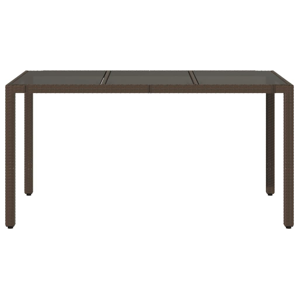 vidaXL Mesa de jardín Superficie de Vidrio ratán PE marrón 150x90x75cm