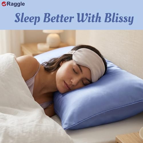Image of RAGGLE Satin Silk Pillowcase for Hair and Skin Standard Size 18 inchX 28 inch with Soft Breathable Smooth Cooling Pillow Covers for Sleeping or Pillow Protector (4, Sky Blue)
