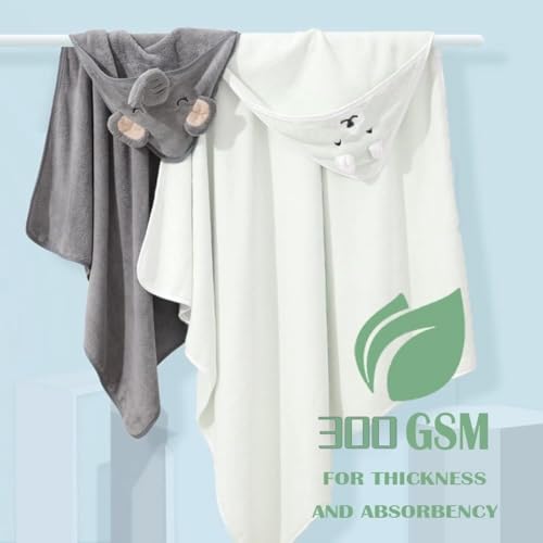 Image of Baby Hooded Towels,31 x 31 in Baby Washcloths, Infant Super Soft Baby Bath Towels with Hood for Toddlers1-3,Highly Absorbent Viscose Hooded Towel for Boys, Girls, Newborn Essentials