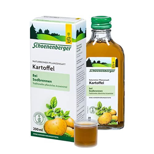 Schoenenberger - Kartoffel naturreiner Pflanzensaft - 1x 200 ml Glasflasche - freiverkäufliches Arzneimittel - traditionell angewendet bei Sodbrennen - aus kontrollierten biologischem Anbau