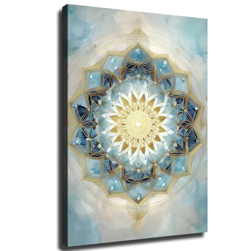 Seed of Life Sacred Geometry Wall Art – Spiritual Mandala Print, Mystical Boho Decor, Meditation and Yoga Room Art, Ready To Hang (Framed,16 * 24inch)