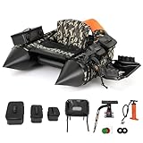 GYMAX Fishing Float Tube, Inflatable Belly Boat with Fish Finder Holder, Rod Rack, Fish Ruler, Manual Pump...