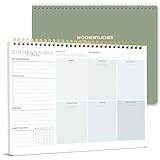 Wochenplaner Block A4 ohne festes Datum, 50 Seiten Weekly Planner, Schreibtischunterlage mit To Do Liste, Spiral-Wochenkalender Wochen Planer mit Wochenübersicht&Habit-Tracker für Termine, Aufgaben