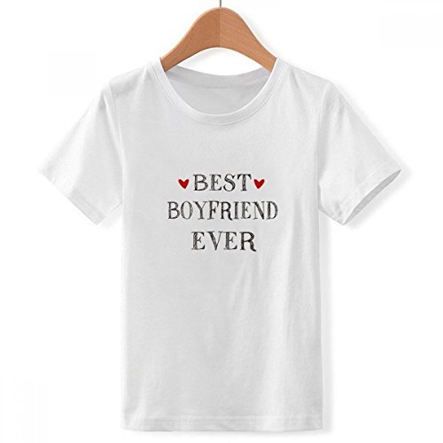 T-shirt Coeur ras du cou blanc garçon célébrant le meilleur ami avec motif coloré