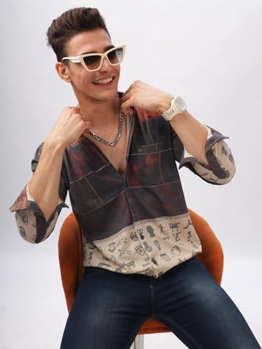 Image of BULLMER Trendy Regular Fit Striped Causal Full Sleeve Shirt for Men.