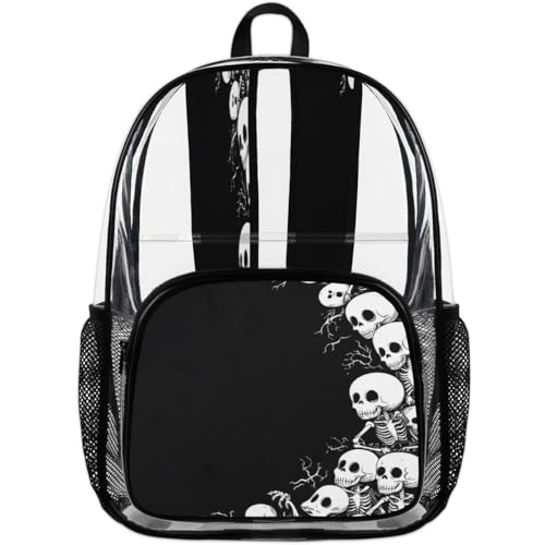 Gothic Scary Skull Clear Backpack, Stadium Backpack for Women Men Adult Concert Festival Work Daily Travel4