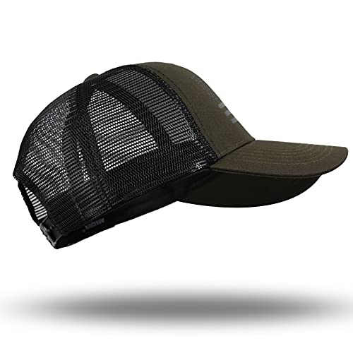 American Flag Trucker Hat - Snapback Hat, Baseball Cap For Men Women - Breathable Mesh Side, Adjustable Fit - For Casual Wear Olive/Black #TOP4