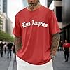 T Shirts for Men UK, Tshirts Men Elegant,Crew Neck Short Sleeve Featuring City Letter Print for Everyday Comfort in Modern Casual Design Tee T-Shirts Tops Red #1