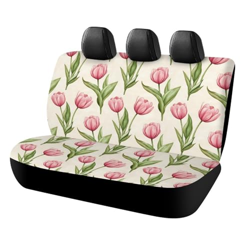 Housse de siège arrière camion et VUS respirante à motif tulipes roses
