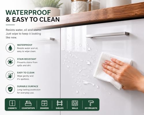 Image of TOTAL HOME White Wallpaper for Kitchen Cabinets, Almirah & Wardrobe Waterproof Oil Proof Self Adhesive PVC Vinyl Peel and Stick Roll for Furniture, Cupboard, Drawers, Table