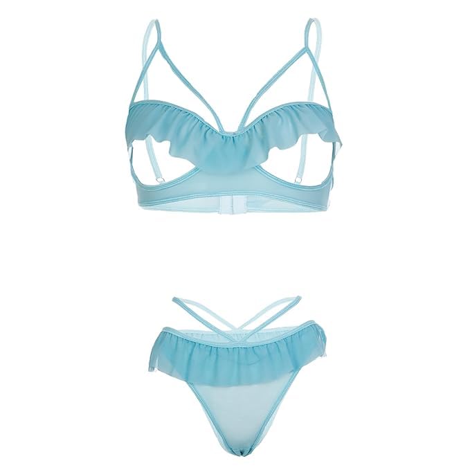 Women's Lace Bra and Panty Set for Women | Stylish Power Net Lingerie Set Regular Fit (S, M,L)-picture-14