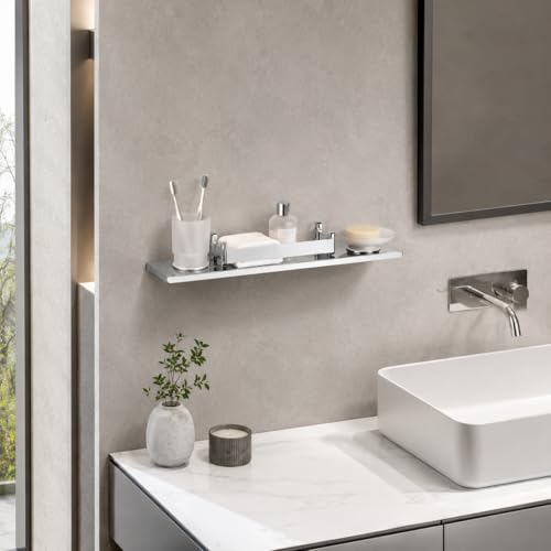 Image of USF Stainless Steel Wall Mount Shelf for Kitchen & Bathroom, Multipurpose Storage Rack for Spices, Toiletries, Shampoo & Home Organizer, Space Saving Design, Easy Install, Chrome Finish- Pack of 1