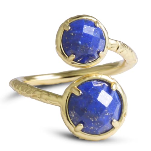 Lapis Lazuli Ring, Natural Blue Stone...
