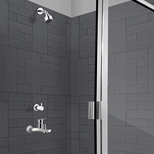 Image of Hindware Amazon F320018CP Brass Single Lever Bath and Hand Shower Wall Mount Mixer Exposed with Chrome Finish for Bathroom with Tip-Ton