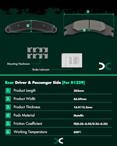 Image of SCITOO D1328 D1329 Front and Rear Metal Brake Pads Sets w /Hardware