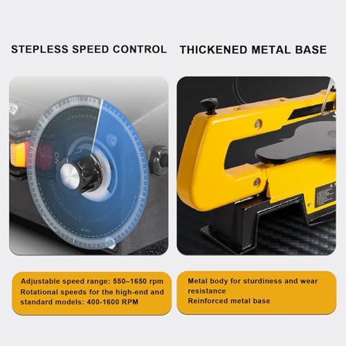 16 Inch Variable Speed Scroll Saw - Electric Fret Saw with 55mm Cutting Depth, 550-1650 SPM Stepless Speed Control, 45° Tilting Aluminum Table for Woodworking, Crafts & DIY Projects