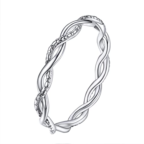 PROSILVER 925 Sterling Silver Rings for Women, 2mm/3mm Wedding Band, Dainty Triple Rings, Cuban Link, Celtic Knot, X Cross Rings, Comfort Fit, #4-#12, Boxed