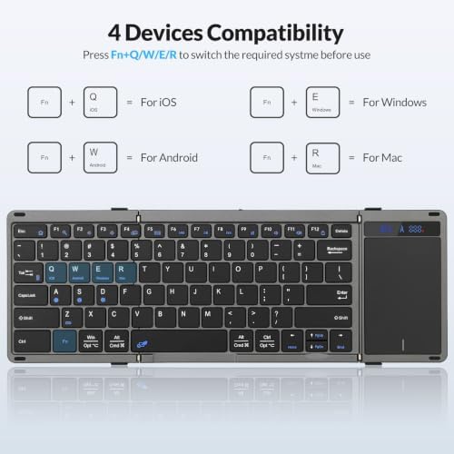 Rii RK809Pro Foldable Bluetooth Keyboard with Touchpad - 2