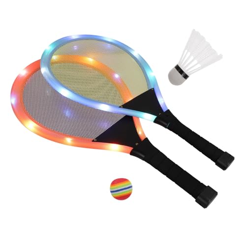 Yardwe Set Racchette da Badminton Giocattolo con Luce LED, Rete Flessibile, Leggero per Ragazzo Ragazza, attività Indoor e Outdoor, Gioco Educativo Genitori e Figli