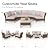 PHI VILLA 3-Piece Wicker Patio Furniture Set, Outdoor Curved Sectional Sofa Conversation Set with Cushions, Half-Moon Modular Couch for Garden, Deck, Backyard, Beige