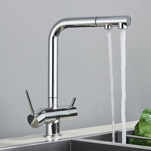 Mitigeur cuisine avec purificateur d'eau intégré nickel et noir rotatif