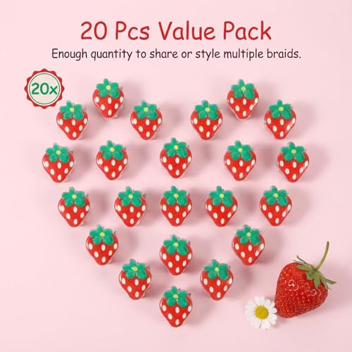 20 Piezas Mini Pinzas de Cabello Fresa Rosadas miniatura 5