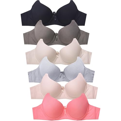 Image of Mamia Women's Basic Plain Bras, Pack of 6