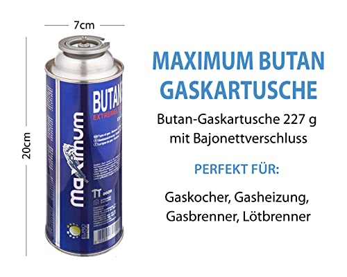 Foto von Maxsun | MaXimum Edelstahl Premium Gaskocher Set | tragbarer Campingkocher | Gaskartuschen Kocher (Kocher + 16 Kartuschen)
