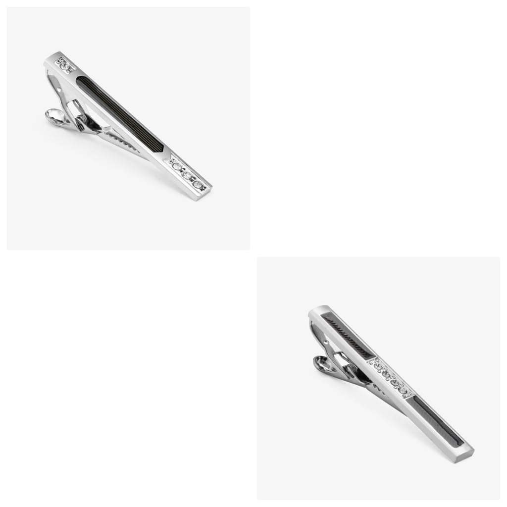Set di Gemelli con fermacravatta, Chiodi per Polsini con Diamanti Personalizzati, Fermaglio per Colletto con Vite Francese, Scatola Nera (B Come Mostrato)