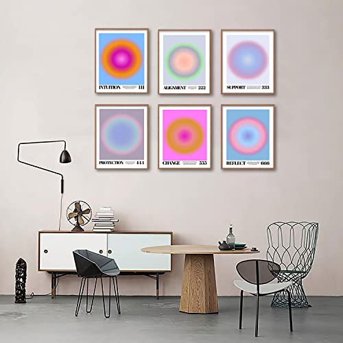 Positive Affirmations Aura Angel Number Posters For Room Aesthetic Gradient Trendy Preppy Minimalist Y2K Style Poster Canvas Wall Art Paintings Room Wall Decor For Bedroom Office 6 Sets 11X14 Unframed #TOP2