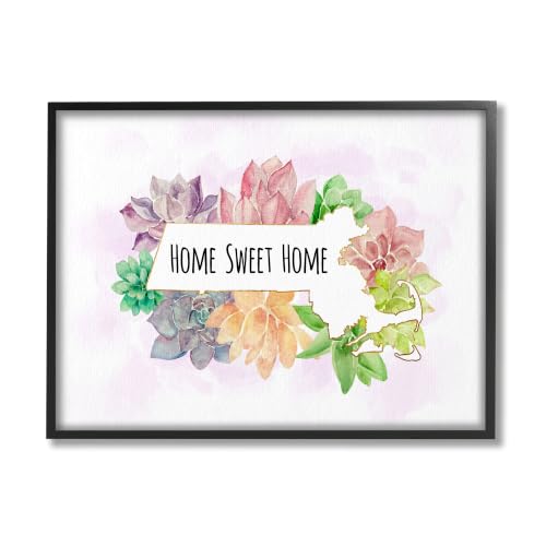 'Massachusetts State Home Sweet Home Succulent'| Framed Giclee Art by Stupell Industries - Used condition - US$18.30