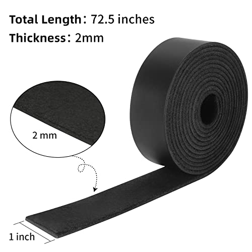 Ringsun 1 Inch Wide Flat Leather Straps For Crafts, Full Grain Leather Strips Cord String For Crafts, Tooling (2Mm Thick 72.5 Inches Long Black) #TOP2