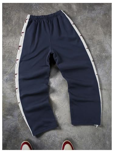 Men's Star Print Y2K Flared Sweatpants Streetwear Drawstring Wide Leg Sweat Pants2