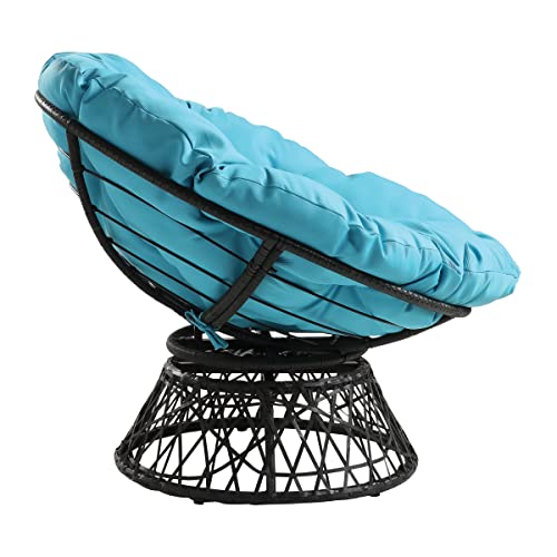 Image of OSP Designs Alloy Steel, Polypropylene, Foam, Textile Papasan Chair (Blue Cushion, Gray Frame)