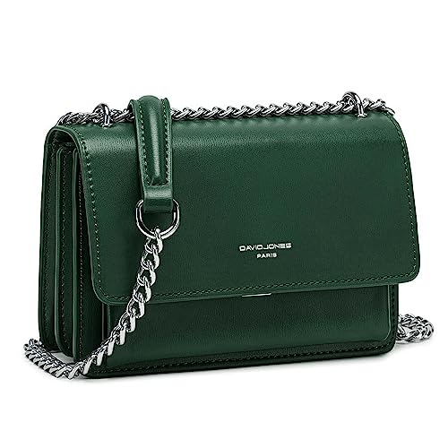 David Jones - Petit Sac Bandoulière Femme - Mini Pochette Téléphone Portable Cuir PU Rigide - Sac à Main Chaînes Porté Epaule - Besace Rectangle Sacoche...