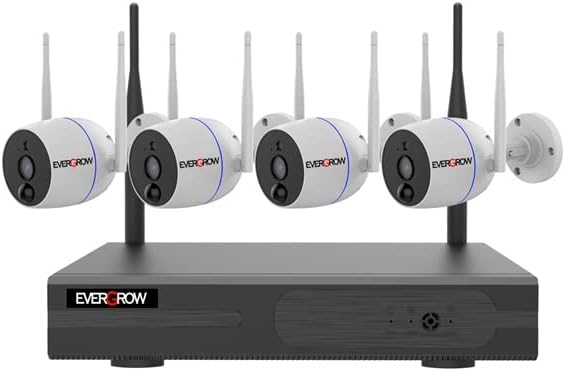 [Long Range, 10 Channel NVR] Wireless Security Camera System with 1TB Hard Drive,4Pcs 1296p 3.0MP Night Vision WiFi IP Security Surveillance Indoor Outdoor Alexa (CAM-WIFI-4CH-A-2MP-168)